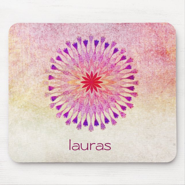 Tapis De Souris Aquarelle de Lotus Fleur Méditation Yoga (Devant)