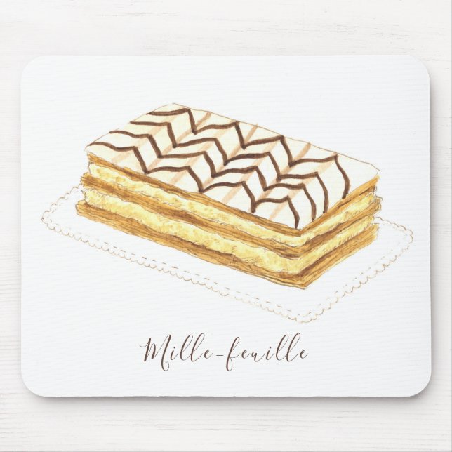 Tapis De Souris Aquarelle de pâtisserie de feuille de ille (Devant)