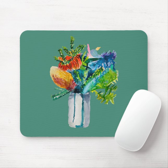 Tapis De Souris Aquarelle des fleurs australiennes (Avec souris)