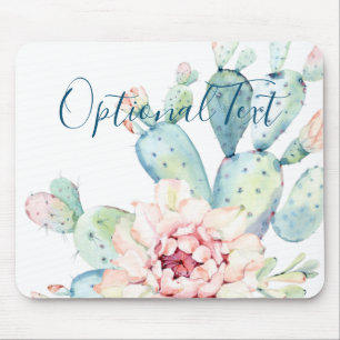 Tapis De Souris Aquarelle douce Pastel Blooming Cactus