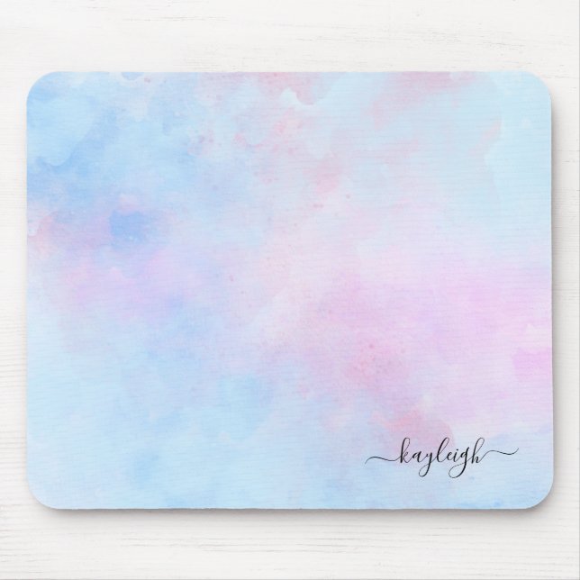 Tapis De Souris Aquarelle Dreamy Rose bleu turquoise (Devant)