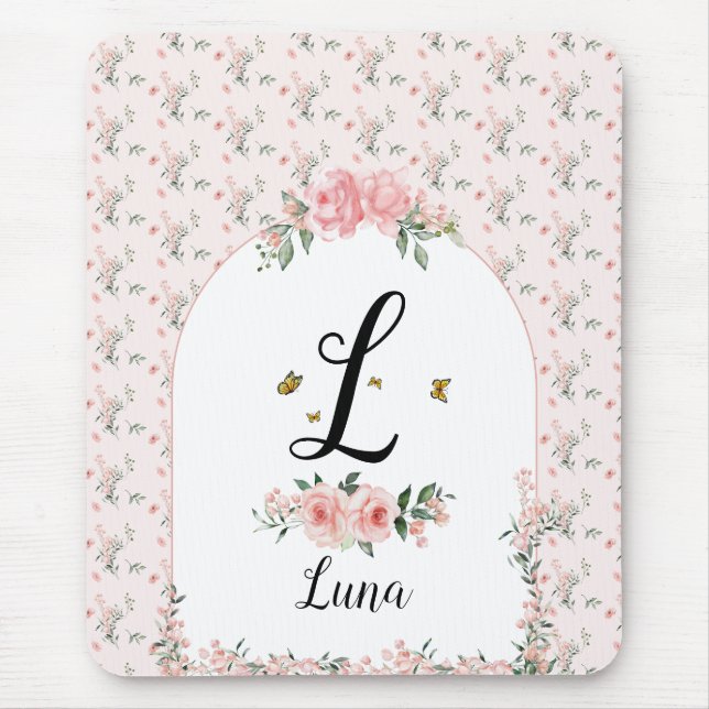 Tapis De Souris Aquarelle Elégante Roses Roses Roses Rose avec Pap (Devant)