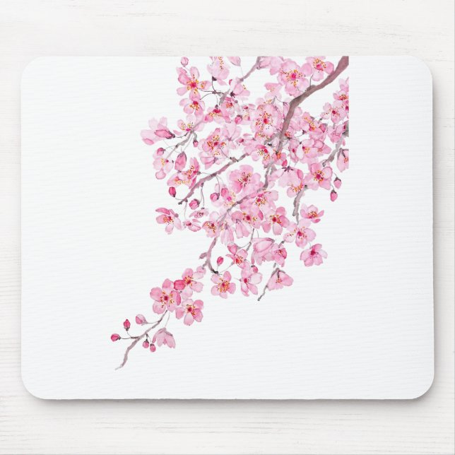 Tapis De Souris aquarelle en fleurs de cerisier rose 2020 (Devant)