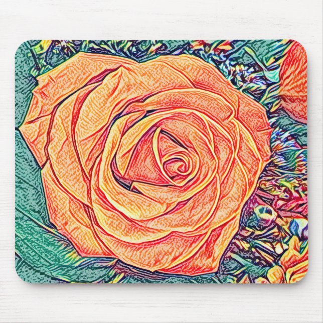 Tapis De Souris Aquarelle et crayon Rose Peachy (Devant)