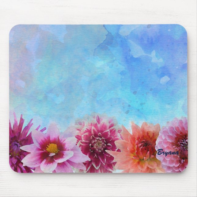 Tapis De Souris Aquarelle Fleurs Florales Modernes Élégant (Devant)