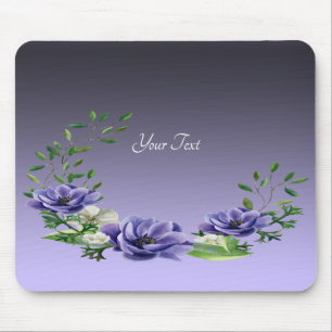 Tapis De Souris Aquarelle Fleurs pourpres Mousepad