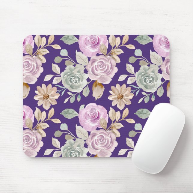 Tapis De Souris Aquarelle Fleurs sans joint (Avec souris)