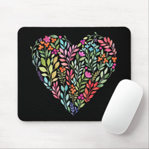 Tapis De Souris Aquarelle Floral Heart