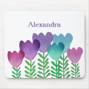 Tapis De Souris Aquarelle Florale couleur mignonne personnalisée