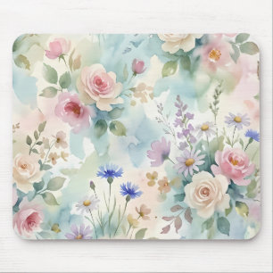 Tapis De Souris Aquarelle florale rose nacrée