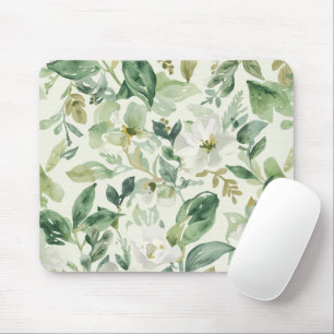 Tapis De Souris Aquarelle florale verte botanique feuilles nature