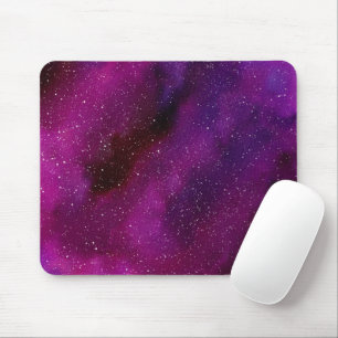 Tapis De Souris Aquarelle Galaxies rose violet