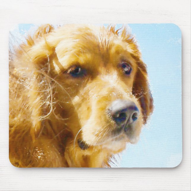 Tapis De Souris Aquarelle Golden Retriever (Devant)