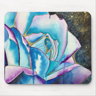 Tapis De Souris Aquarelle gothique bleu violet art rose