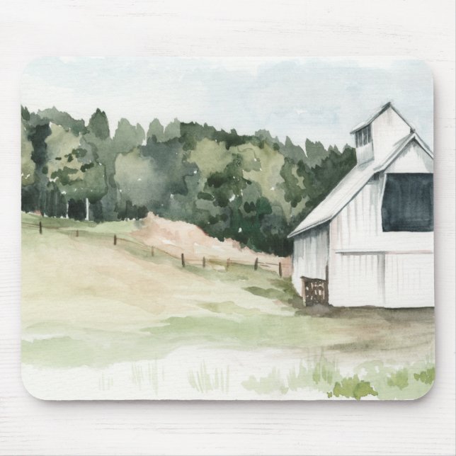 Tapis De Souris Aquarelle Grange blanche (Devant)