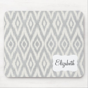 Tapis De Souris Aquarelle gris Aztec Pastel Ikat Soft Géométrique