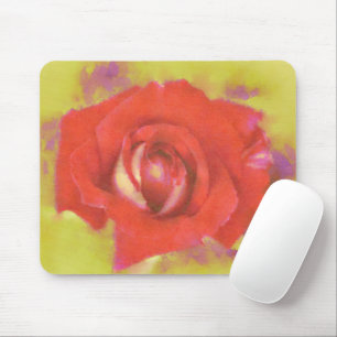 Tapis De Souris Aquarelle humide Rouge Rose Art Pad Souris