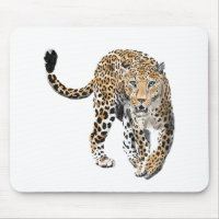 aquarelle léopard jungle chat animal peint vert