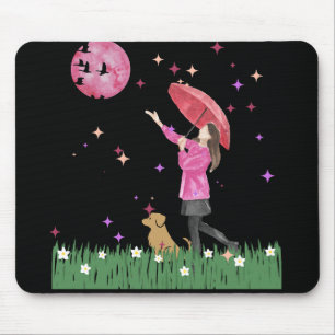 Tapis de souris aquarelle Lune rose magique et pro