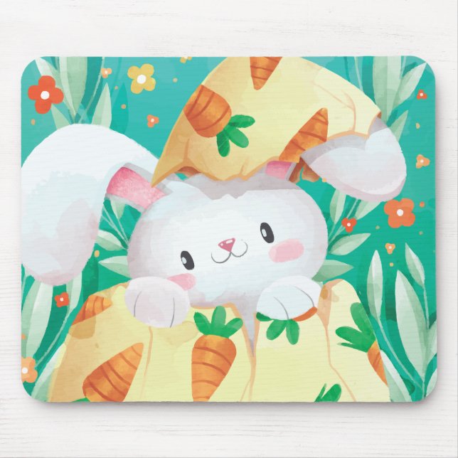 Tapis De Souris Aquarelle mignonne | Mousepad de lapin de Pâques (Devant)