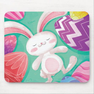 Tapis De Souris Aquarelle mignonne   Mousepad de lapin de Pâques