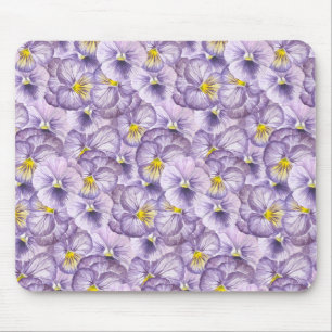 Tapis De Souris Aquarelle motif floral avec panneaux violets