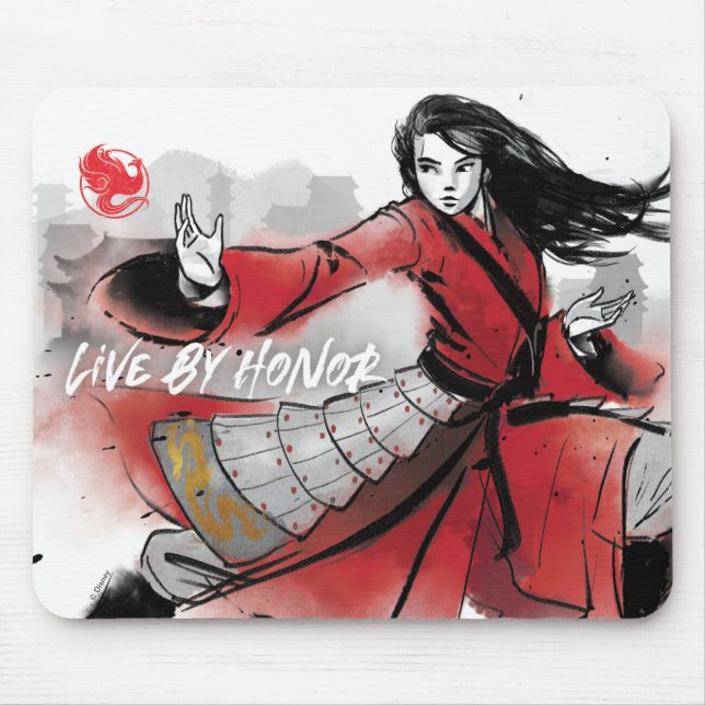 Tapis De Souris Aquarelle Mulan "Live By Honor" (Devant)