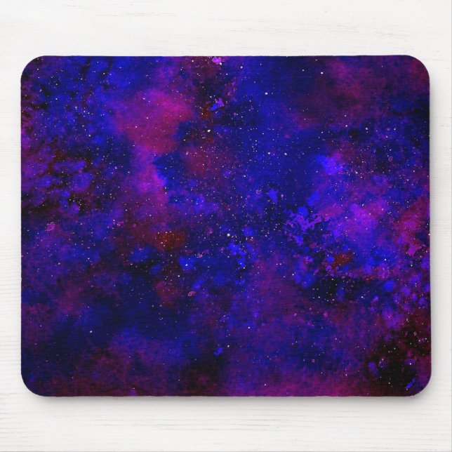 Tapis De Souris Aquarelle noire d'encre d'univers bleu pourpre et (Devant)