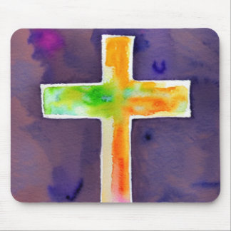 Tapis De Souris Aquarelle orange croix Mousepad