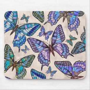 Tapis De Souris Aquarelle Papillons - pastels doux