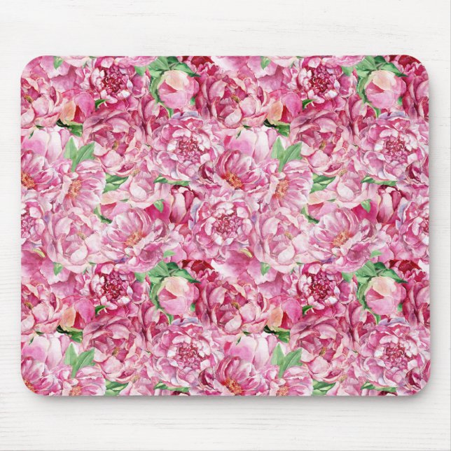 Tapis De Souris Aquarelle Pink Peonies (Devant)