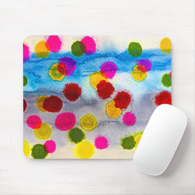 Tapis De Souris Aquarelle pois bleue abstraite (Avec souris)