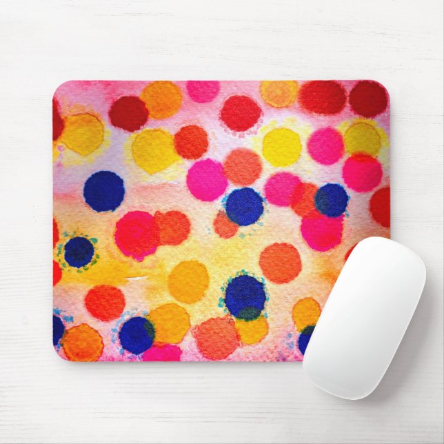Tapis De Souris Aquarelle pois cercles mignons (Avec souris)