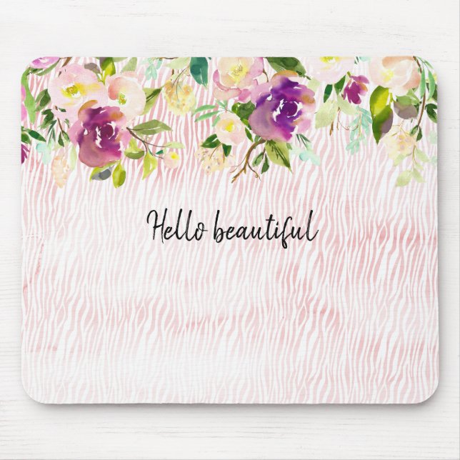 Tapis De Souris Aquarelle rose de Bourgogne Poster de animal (Devant)