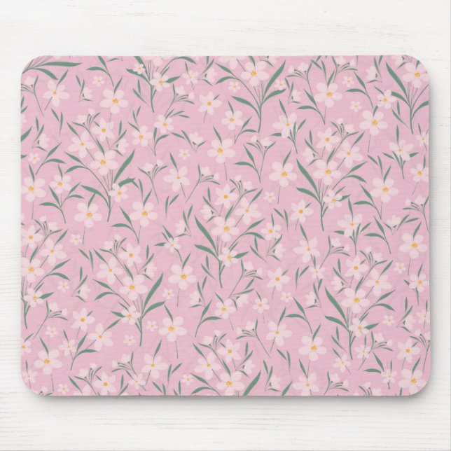 Tapis De Souris Aquarelle rose Floral Botanique rose pâle (Devant)