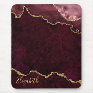 Tapis De Souris Aquarelle Rose Gold Marble Géode Agate