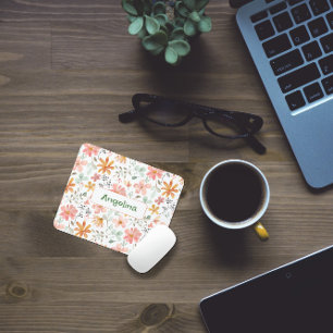 Tapis De Souris Aquarelle rose jaune motif