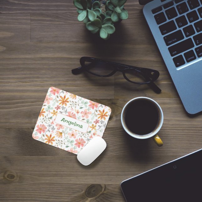 Tapis De Souris Aquarelle rose jaune motif (Créateur téléchargé)