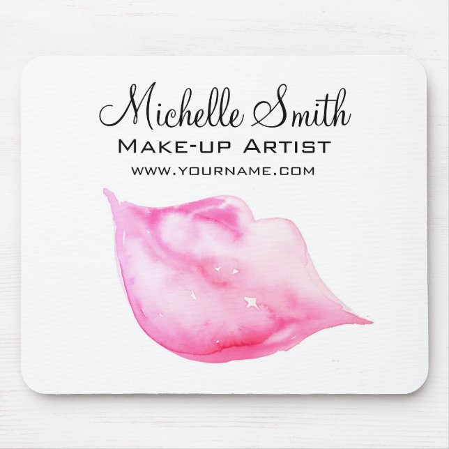 Tapis De Souris Aquarelle rose lèvres maquillage marque (Devant)
