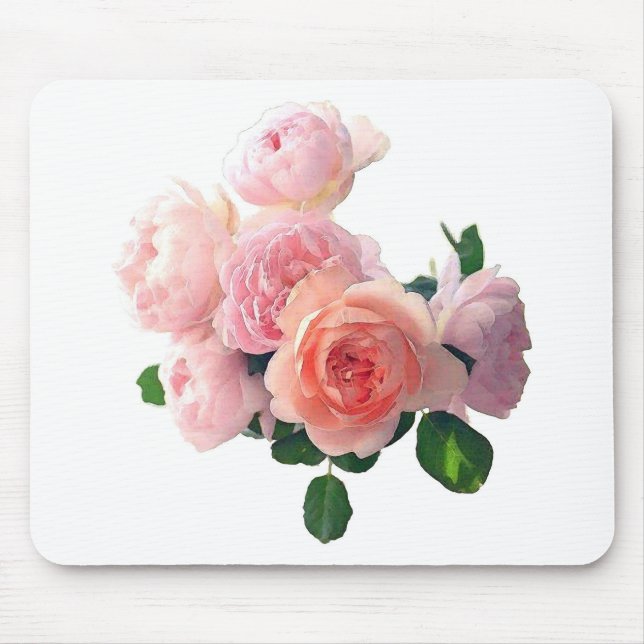 Tapis De Souris Aquarelle rose Roses Élégant Modèle moderne (Devant)