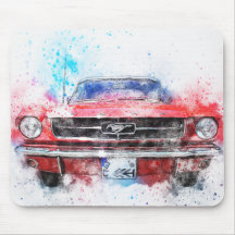 Aquarelle rouge Mustang