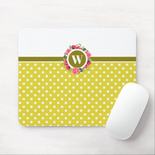 Tapis De Souris Aquarelle Rouge Pavois Rose Roses Floral Monogramm