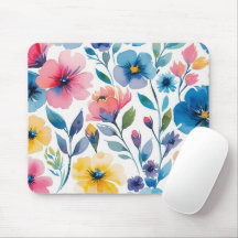 Aquarelle Style Floral Souris