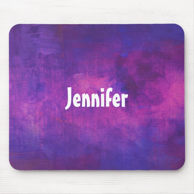 Tapis De Souris Aquarelle violette et rose Abstrait Personnalisé (Devant)