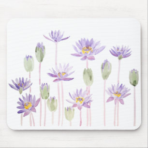 Tapis De Souris aquarelle violette nénuphar horizontale
