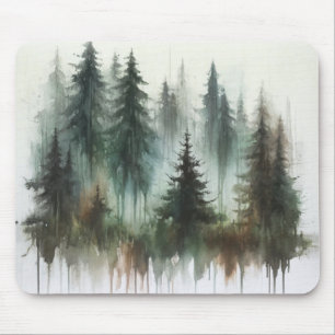 Tapis De Souris Aquarelles Arbres rustiques Wilderness