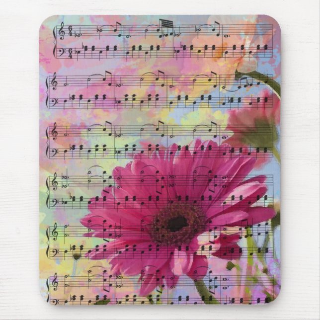 Tapis De Souris Aquarelles girly tendance mignonnes fleurs Gerbera (Devant)
