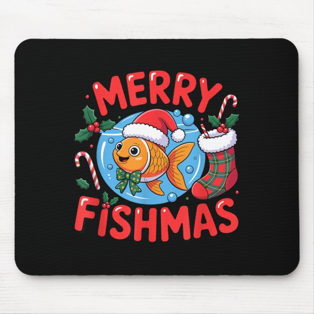 Tapis De Souris Aquarium Lover Trocal Fiank Christmas Merry Fishma (Devant)