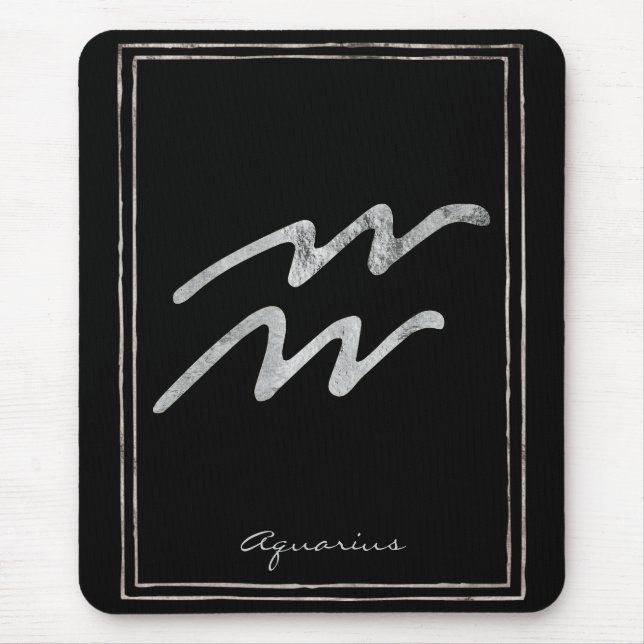 Tapis De Souris Aquarius martelé argent stylisé symbole astrologie (Devant)