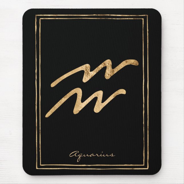 Tapis De Souris Aquarius martelé or stylisé symbole astrologique (Devant)
